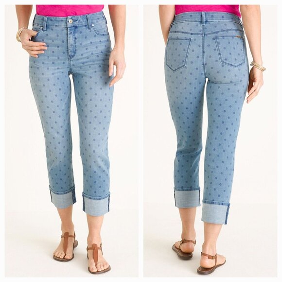 Chico's So Slimming High-Rise Girlfriend Slim Leg Crop Jeans. Size 6R - Picture 1 of 9